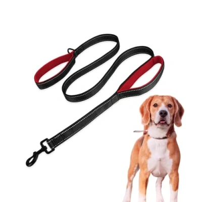 Imagen de Edipets, Correa Perro Grande, con Doble Asa Acolchada, Reflectante, 1.8 Metros, Antideslizante, para Perros Medianos y Grandes, Paseo tu Mascota (Negro/Rojo)