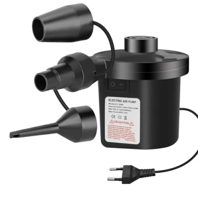 Imagen de Jsdoin Inflador Electrico, Bomba de Aire Eléctrica Portátil, 220 240V AC Colchon Hinchable,2 en 1 Hinchador Hinchable, Colchones Inflables, con 3 Boquillas