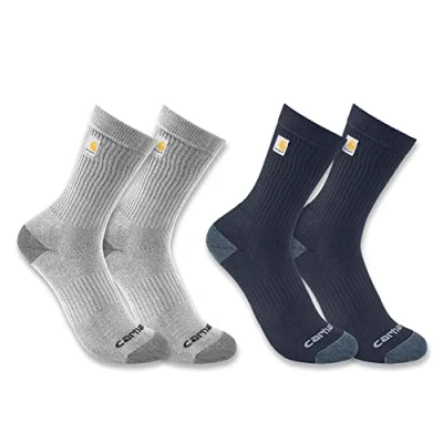Imagen de Carhartt Calcetines de peso medio con logotipo para hombre, paquete 2, Multicolor Large