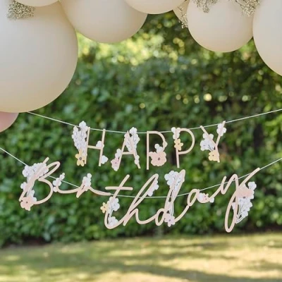 Imagen de Ginger Ray Guirnalda de banderines con Texto en inglés Happy Birthday, 1,5 m, Color Pastel