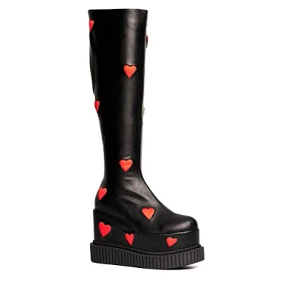 Imagen de LAMODA Madly in Love, Botas Altas hasta la Rodilla Mujer, Black PU Red Heart, 39 EU
