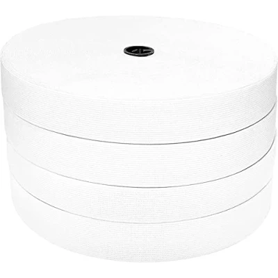 Imagen de 80 Metros de Goma Elástica Costura, Disponible en Varios Anchos, Cinta para Coser, Ancha, Coser y Manualidades, Ropa, (Blanco, 2x20mm)