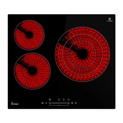 Imagen de Placa vitrocermica 60 cm Encimera vitrocerámica 6,206 kW 3 fuegos 9 niveles de potencia Control Táctil Temporizador KF5903SP