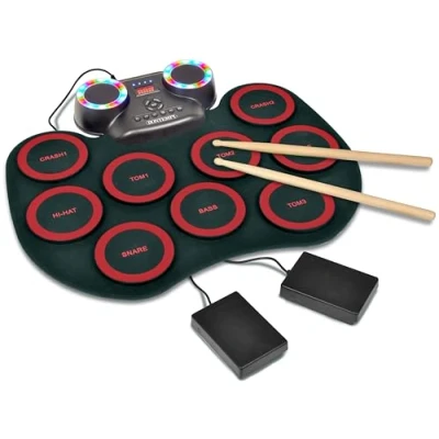 Imagen de Bontempi FlexBuddy Batería Flexible electrónica de 9 Almohadillas con Ritmo y diversión asegurados, 43,2 x 17,1 6,5 cm