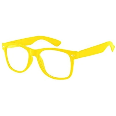 Imagen de Boolavard Gafas de nerd para niños, lentes transparentes Geek falsas, niñas y niños 4 a 12 años (amarillo)