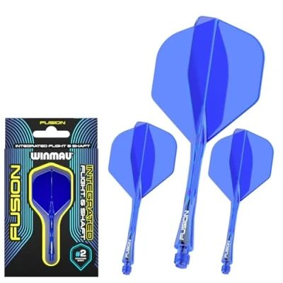 Imagen de WINMAU Fusion Azure Blue Sistema de Vuelo y Eje Dardos Cortos Integrados, 1 Juego por Paquete (3 vuelos Ejes en Total)