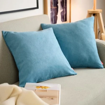 Imagen de Blumtal Juego de 2 Funda para cojín Chenilla Fundas Decorativas sofá con Cremallera Cubierta, Azul, 60 x cm