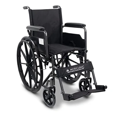 Imagen de Mobiclinic, Silla de Ruedas plegable, S220, extracción rápida pulsando un botón, Premium, Asiento 40cm, Reposapiés y Reposabrazos abatibles, Palanca freno, Resistente, Color negro