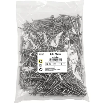 Imagen de Connex KL3264050 Tornillos universales (4,0 x 50 mm, 1 kg, cabeza avellanada, accionamiento TX, parcialmente roscado, acero inoxidable/juego de tornillos/tornillos en bolsa