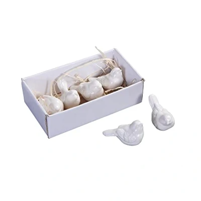 Imagen de Creative Co Op DE5729 Pájaros de cerámica Blanca, 2,5 &quot;, 6