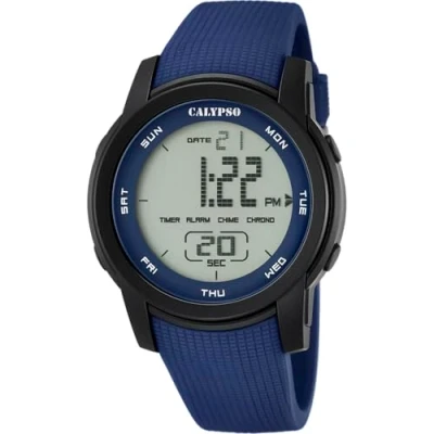 Imagen de CALYPSO Reloj Modelo K5698/2 de la colección Color Splash, Caja 45,5 mm Negro con Correa plástico Azul para Caballero
