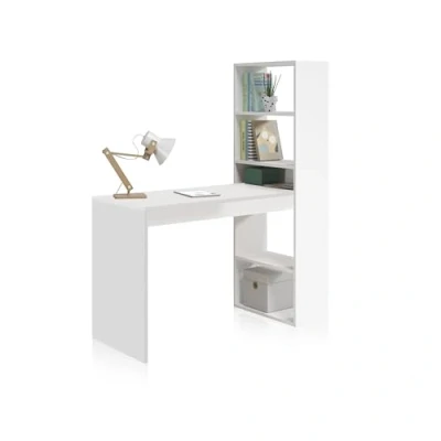 Imagen de Habitdesign Mesa de Ordenador, Escritorio con Estanteria Reversible, Blanco Artik, Modelo Duplo, Medidas: 120 cm (Ancho) x 53 (Fondo) 144 (Alto)