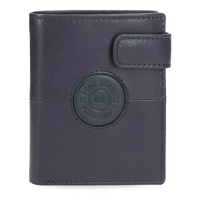 Imagen de Pepe Jeans Cracker Cartera Vertical con Cierre de Clic Azul 8,5x10,5x1 cms Piel