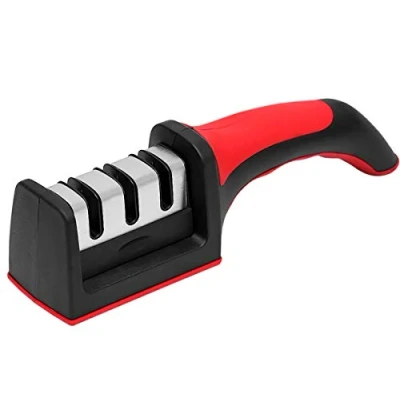 Imagen de Iso Trade Knife 3 Steps Sharpener Comfortable Handle Excellent Blades Kitchen Household 6672 Afiladores manuales, Multicolor, Único