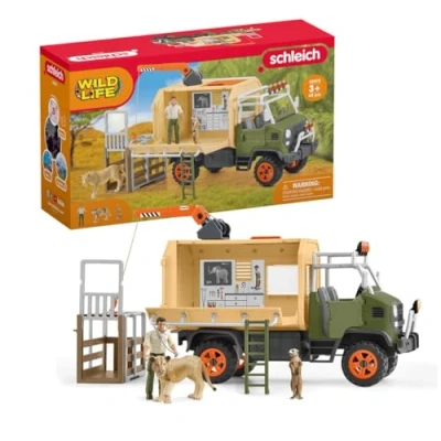 Imagen de schleich WILD LIFE 42475 — Set de Camión Rescate Animales la Selva, 10 Piezas Juego con Guardabosques, León y Suricato Juguetes para Niños 3 Años o Más