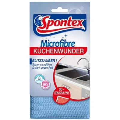 Imagen de Spontex Microfibre Küchenwunder, 3D Mikrofaser Pad con Schwammkern, ideal para todas las cocinas, eficaz contra la suciedad y grasa, 1 unidad