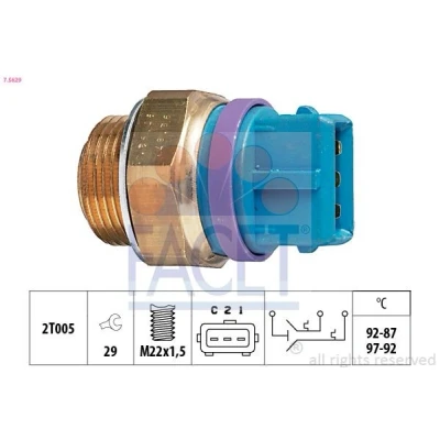 Imagen de FACET 7.5629 Interruptor de temperatura, ventilador del radiador M22x1,5 Made in Italy OE Equivalent PEUGEOT: 306 Hatchback, 205 II Hatchback