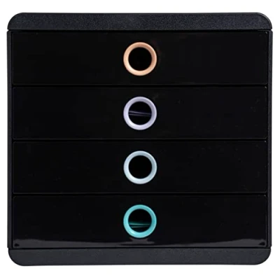 Imagen de Exacompta Ref. 314496D Caja POP BOX con 4 cajones cerrados para documentos A4+ Dimensiones exteriores: Profundidad 34,7 x Ancho 27,8 Alto 26,7 cm Aquarel colores surtidos