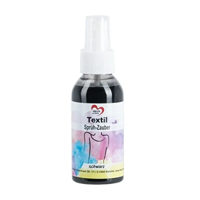Imagen de Ideen mit Herz Pintura en aerosol textil mágico/textil de 100 ml, color negro Colores altamente pigmentados con el más alto brillo para textiles claros a base agua