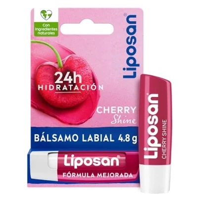 Imagen de Liposan Cherry Shine (1 x 4,8 g), cacao de labios con olor a cereza, bálsamo labial color, hidratante para unos bonitos, suaves y jugosos