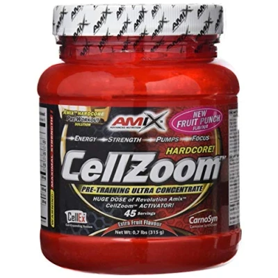 Imagen de AMIX Suplemento Deportivo CellZoom en Formato de 315 g Ayuda a Potenciar la Fuerza Explosiva Contiene Creatina Monohidratada y Cafeína Sabor Fruit Punch