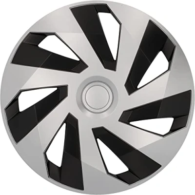 Imagen de Cartrend Flow Tapacubos (35,6 cm, Acero estándar, ABS Especial, Resistente a los Golpes, Pintura metálica, para Pintar, Color Negro y Plateado