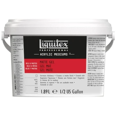 Imagen de Liquitex 5341 Professional Medio gel mate, quita el brillo de las pinturas acrílicas, se puede utilizar como adhesivo para collages, botella 1,89 litros