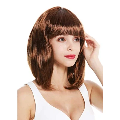 Imagen de WIG ME UP 0073 3 ZA6A Peluca Mujer Carnaval al Hombro Bob Largo Pelo Liso Flequillo castaño Dorado