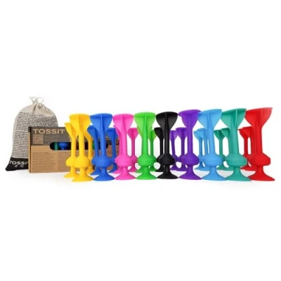 Imagen de TOSSIT Juego Dardos de Silicona Ventosa Juega con Familia y Amigos, Modos Petanca o Bocha más! Ideal Interior Exterior, Diversión Portatil Todas Las Edades! Party Pack: 8 Colores + 2 Negros