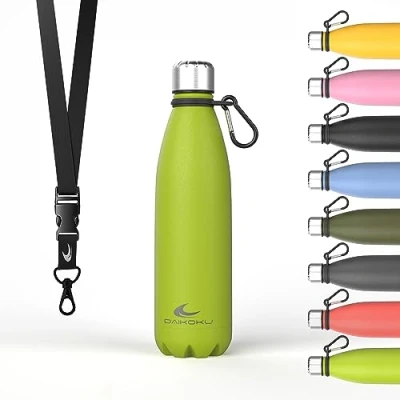 Imagen de Daikoku Botella Termica de Acero Inoxidable 500ML A Prueba Fugas Bebidas Calientes por 12 Horas y Frías 24 Seguro Saludable Ideal para Senderismo, Gimnasio, Oficina Verde Fluor