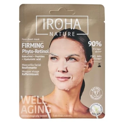 Imagen de Iroha Nature Mascarilla Facial Tisú Reafirmante y Anti Edad con Phyto Retinol Péptidos Firmeza Elasticidad Resultados en 15 Minutos Cruelty Free