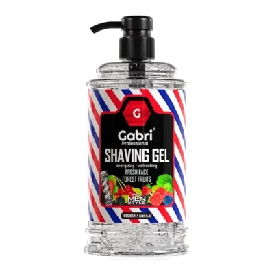 Imagen de Gabri Gel de afeitar con bomba transparente 1000 ml Experiencia Afeitado hidratante y Suave Fresh Active Fácil, Refrescante, (Fruta del Bosque)