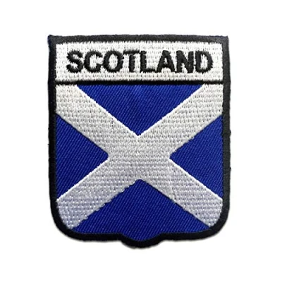 Imagen de Escocia Bandera Parches Termoadhesivos Bordados Aplique Para Ropa, Tamaño: 7,1 x 6,1 cm