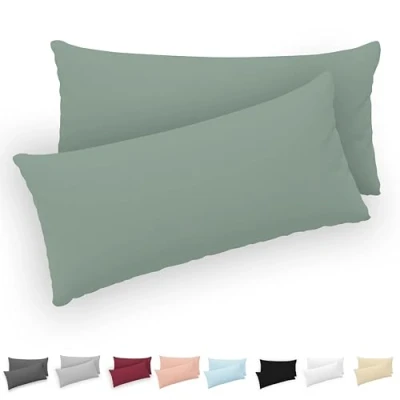 Imagen de Twinzen® Funda Almohada 40x80 (Juego de 2) Burdeos 100% Algodon Jersey Cojin para Cama Protector con Cremallera