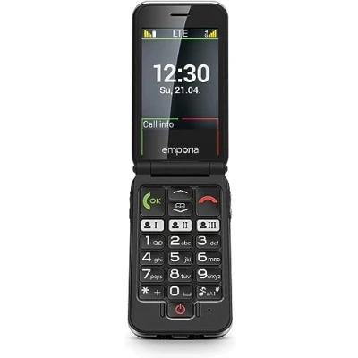 Imagen de Emporia Joy 2G Clamshell Teléfono móvil Elegante, Color Negro (versión Oficial del Reino Unido e Irlanda)