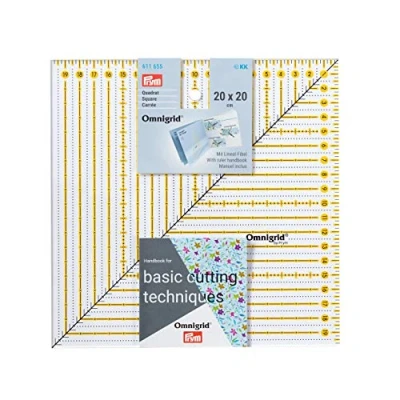 Imagen de Prym Patchwork Lineal Square 20 x cm Omnigrid Ruler, Yellow, Transparent