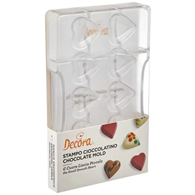 Imagen de DECORA, 0050075 Molde para Chocolate en Forma de Corazón, Policarbonato, 10 Cavidades 32,5 X 35 mm, Ideal Chocolates Brillantes y Crujientes, Empuñadura Ergonómica Patentada, Made in Italy