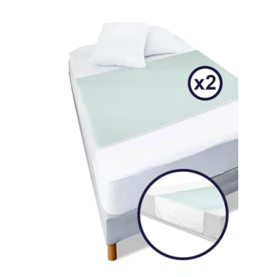 Imagen de KMINA Empapadores Cama Adultos Lavables 5 Capas (x2 uds, 90x75 cm), Protector Colchón Incontinencia, Empapaderas para Reutilizable, Absorbente Made in Europe
