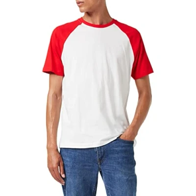 Imagen de Build Your Brand Raglan Contrast tee Camiseta, Multicolor (Blanco, Rojo), L para Hombre