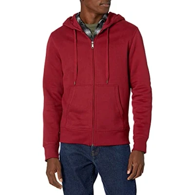Imagen de Amazon Essentials Chaqueta de Felpa con Cremallera Completa (Disponible en Tallas Grandes y Largos Especiales) Hombre, Rojo, L