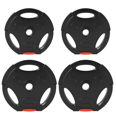 Imagen de SPORTNOW Juego de Discos Pesas 4 Piezas 2x5 kg 2x7,5 con Orificios 2,5 cm para Entrenamiento Fitness en Hogar Gimnasio Negro