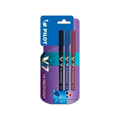Imagen de Pilot V7 Bolígrafo roller (3 unidades), color negro, azul y rojo