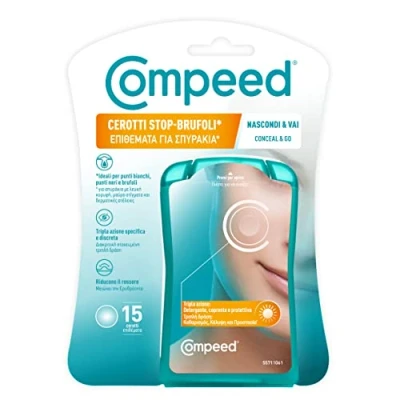 Imagen de COMPEED parches Stop Brufoli limpiadores, purifican, exfolian y protegen contra imperfecciones, puntos negros pequeños granos, ideales también para uso nocturno, 7 hidrocoloidales