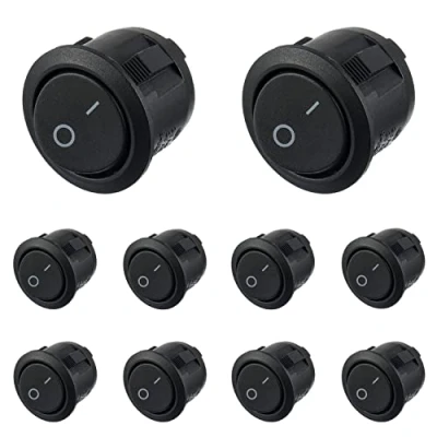 Imagen de HUAREW Interruptor basculante redondo Encendido apagado,2 pines 6A /250V 10A/125V,SPST,KCD1 5,para coches, camiones, barcos(10 piezas)