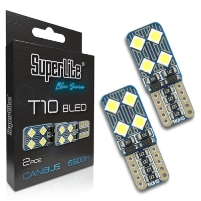 Imagen de Superlite Set de 2 Bombillas T10 8 Leds la Gama Blue Series Tecnología CanBus y Temperatura Color 6500K Ideal para Coche Camión