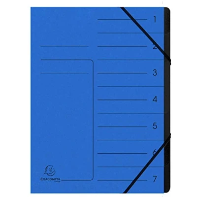 Imagen de Exacompta 540702E Archivador grapado con gomas (7 compartimentos, interior en cartulina reciclada, tamaño A4, color azul