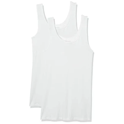 Imagen de Amazon Essentials Camiseta ajustada sin mangas Mujer, Pack de 2, Blanco, XS