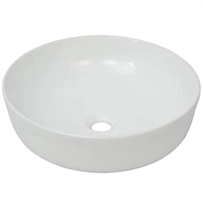 Imagen de vidaXL Lavabo Moderno Redondo de Cerámica Blanco Lavamanos Cuarto Baño Aseo