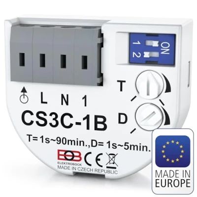 Imagen de ELEKTROBOCK CS3C 1B Relé de tiempo (230 V, con terminales enchufables, encendido retardado, para ventiladores e iluminación, montaje empotrado)