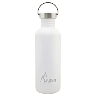 Imagen de Laken Botella de Agua Acero Inoxidable (1L Blanco) con Tapón Vintage Reutilizable y Sostenible para Niños Adultos: Ideal Deporte, Escuela, Café